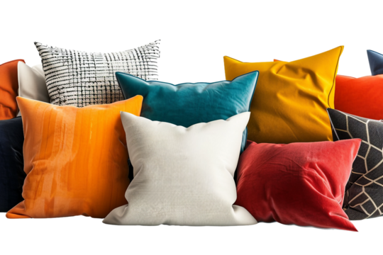 Wide range of pillow styles isolated on transparent background
