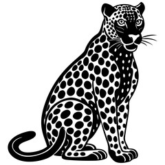  leopard black silhouette vector with white background. Wild animal vector