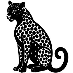  leopard black silhouette vector with white background. Wild animal vector