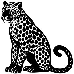  leopard black silhouette vector with white background. Wild animal vector