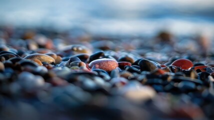 Obraz premium rocks on the shore are taken in portrait mode Generative Ai tehnology
