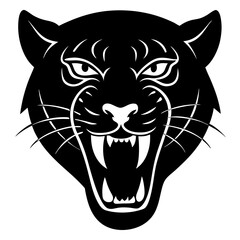 leopard head black silhouette vector with white background. Wild animal vector