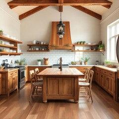 Fototapeta premium Kitchen interior design. Farmhouse style kitchen interior design. Architecture interior. Farmhouse interior. Farmhouse style.