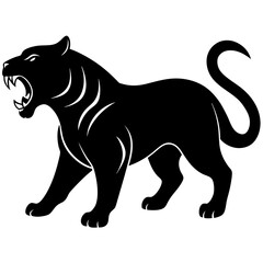 Obraz premium Lion black silhouette vector with white background. Wild animal vector