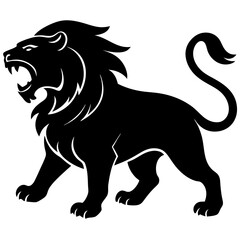 Lion black silhouette vector with white background. Wild animal vector
