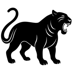 Lion black silhouette vector with white background. Wild animal vector