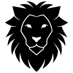 Lion head black silhouette vector with white background. Wild animal vector