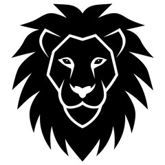 Lion head black silhouette vector with white background. Wild animal vector