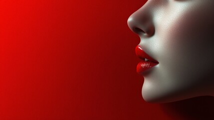 Elegant Profile of a Woman with Red Lips