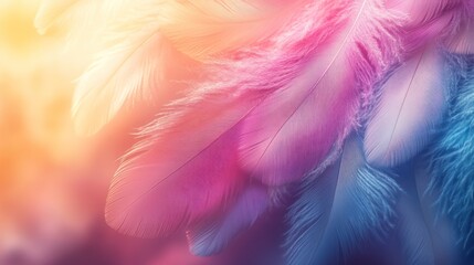 Obraz premium Colorful pastel feathers background.