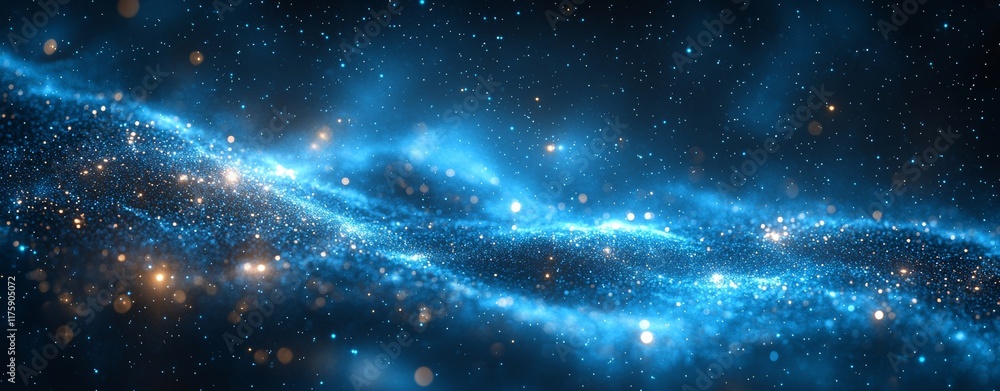 Aufkleber A blue technology background featuring network connections and digital data links, ideal for a web banner design aimed at promoting a product or service on a tech-oriented online site or social
