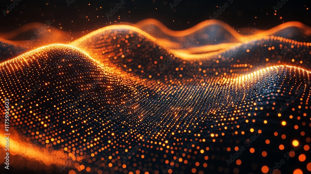 Poster close-up view of shimmering nodes and interconnections on a dark backdrop, symbolizing digital netwo