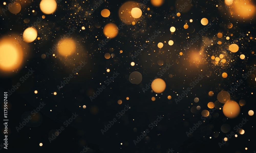 Poster modern gold fireworks background with bokeh. abstract new year background with text space. isolated 