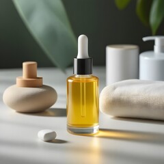 Naklejka premium Radiant Skin The Ultimate Serum Dropper Bottle Set for a Futuristic Spa Experience