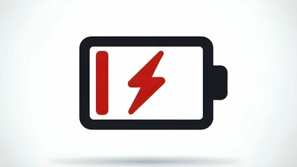 renwable uncharged empty energy low red damaged battery sign in white background