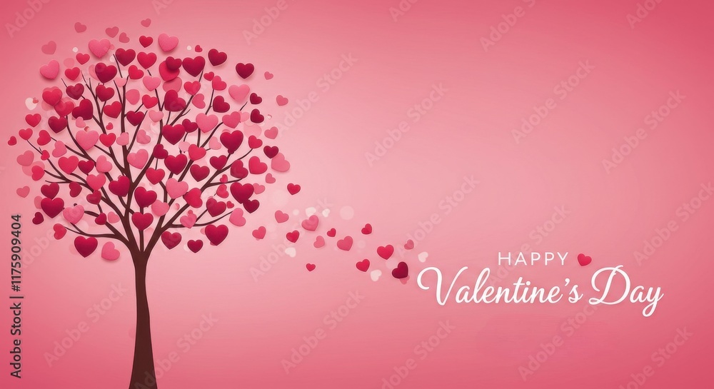 Fototapete a love tree with numerous small hearts attached to its branches a valentine's day greeting card with
