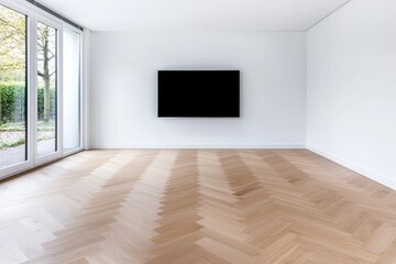 Fototapeta premium A living room featuring a spacious sofa and a pair of floor lamps