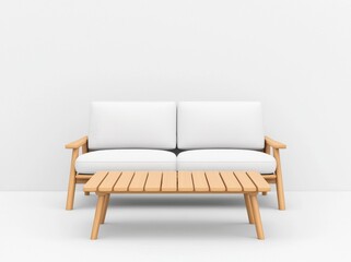 A modern living room with bright and cozy decor features a sofa, a plant, and white walls