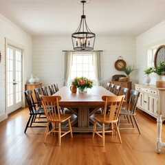 Dining room interior design. Farmhouse style dining room interior design. Architecture interior. Farmhouse interior. Farmhouse style.