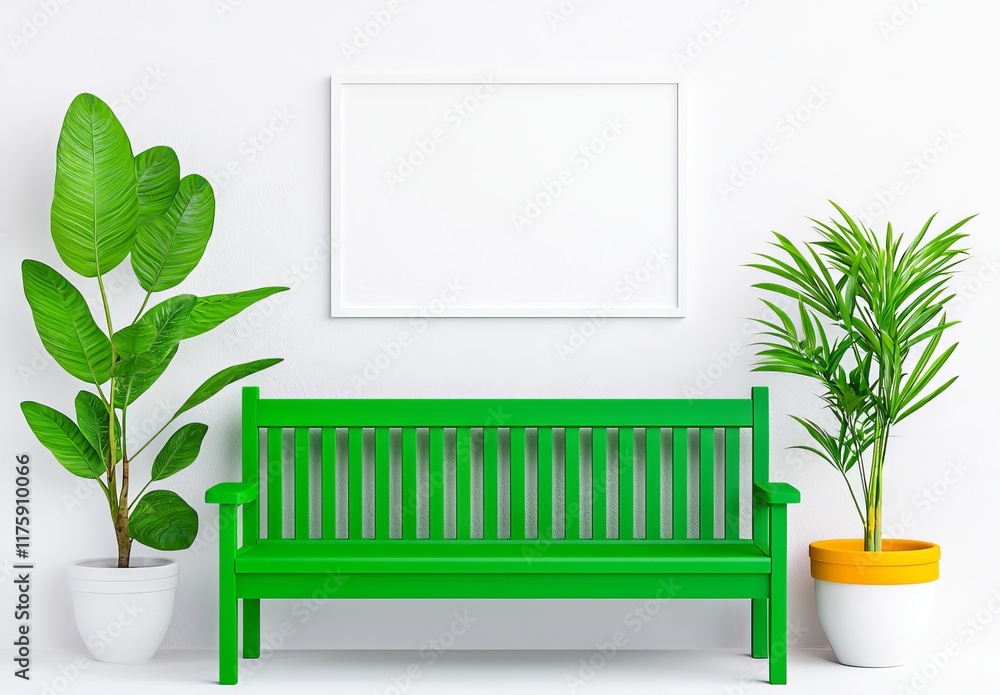 Poster create a poster frame mockup in a contemporary living room with a scandinavian design, using 3d rend