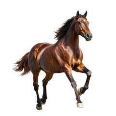 Obraz premium Brown horse runs in daylight field