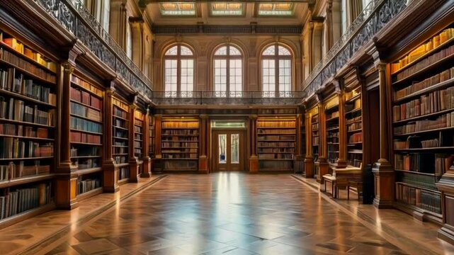 A cozy library with a large bookcase