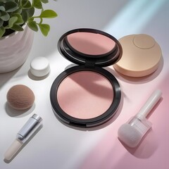 Radiant Beauty Makeup Compact and Spa Accessories Sparkling on Gradient