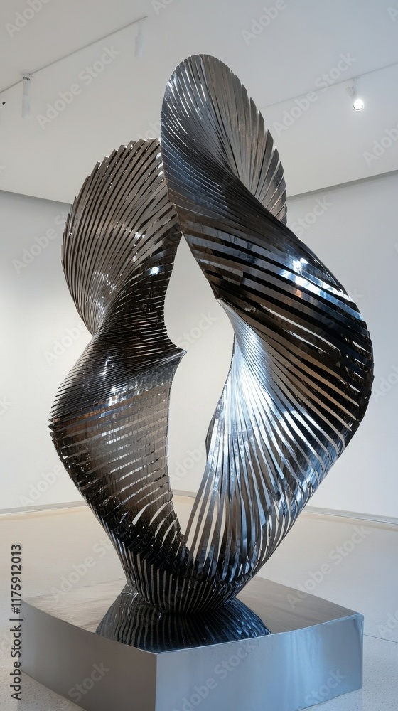 Aufkleber a modern art sculpture made from metallic rods bent into angular and curving shapes, mimicking the g