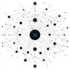 Abstract sphere from points and lines on a white background, representing a network connection structure