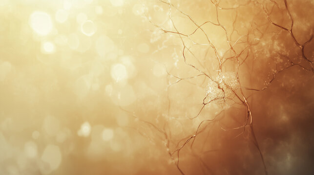 Neuronal sinapsis minimal, soft and clear background, ample space for copy text at one side 