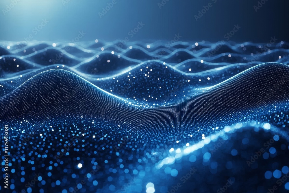 Poster an abstract blue digital technology backdrop featuring a network connection structure, created throu