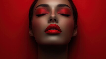 Striking Beauty with Bold Red Makeup
