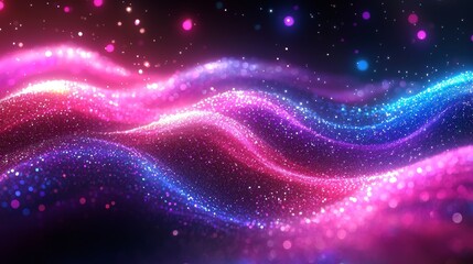 Fototapeta premium A visualization of network connections featuring luminous nodes in blue and pink, symbolizing digital communication