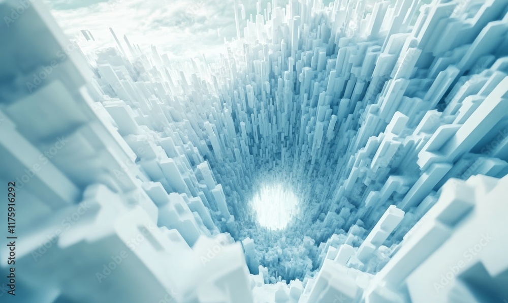 Aufkleber abstract wallpaper created from white 3d blocks. futuristic 3d render with copy-space.