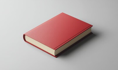 A mockup of an hardcover book isolated on a background of soft gray. It is illustrated in 3D.