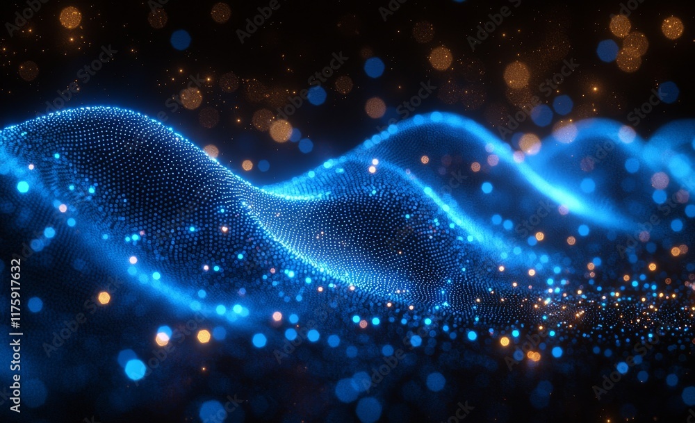 Poster abstract polygonal space background in classic blue with connection lines and dots for tech