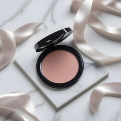 Silken Ribbons A Futuristic Makeup Compact on White Marble