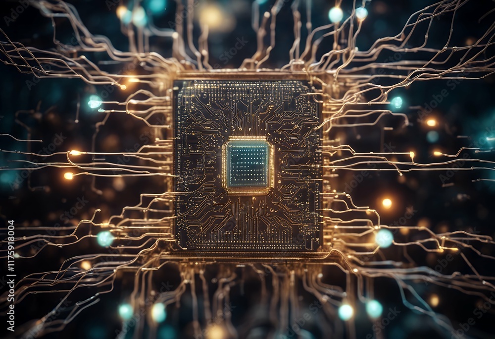 Poster quantum electronic computing neural system brain technology circuit cyber biotechnology