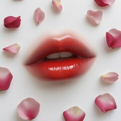 Obraz premium Rose Petal Elegance A Close-Up of Shiny Lipstick