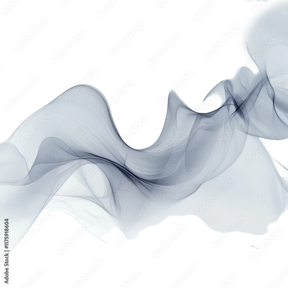 Poster abstract flowing forms create an elegant composition against a minimalistic transparent background, 