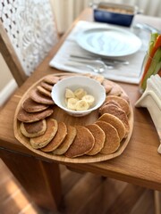  Homemade Healthy pancake made with wheat flour served with bananas