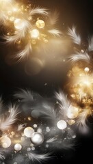 Fototapeta premium luxury background with flowing golden and silver feather with a sparkling glowing effect