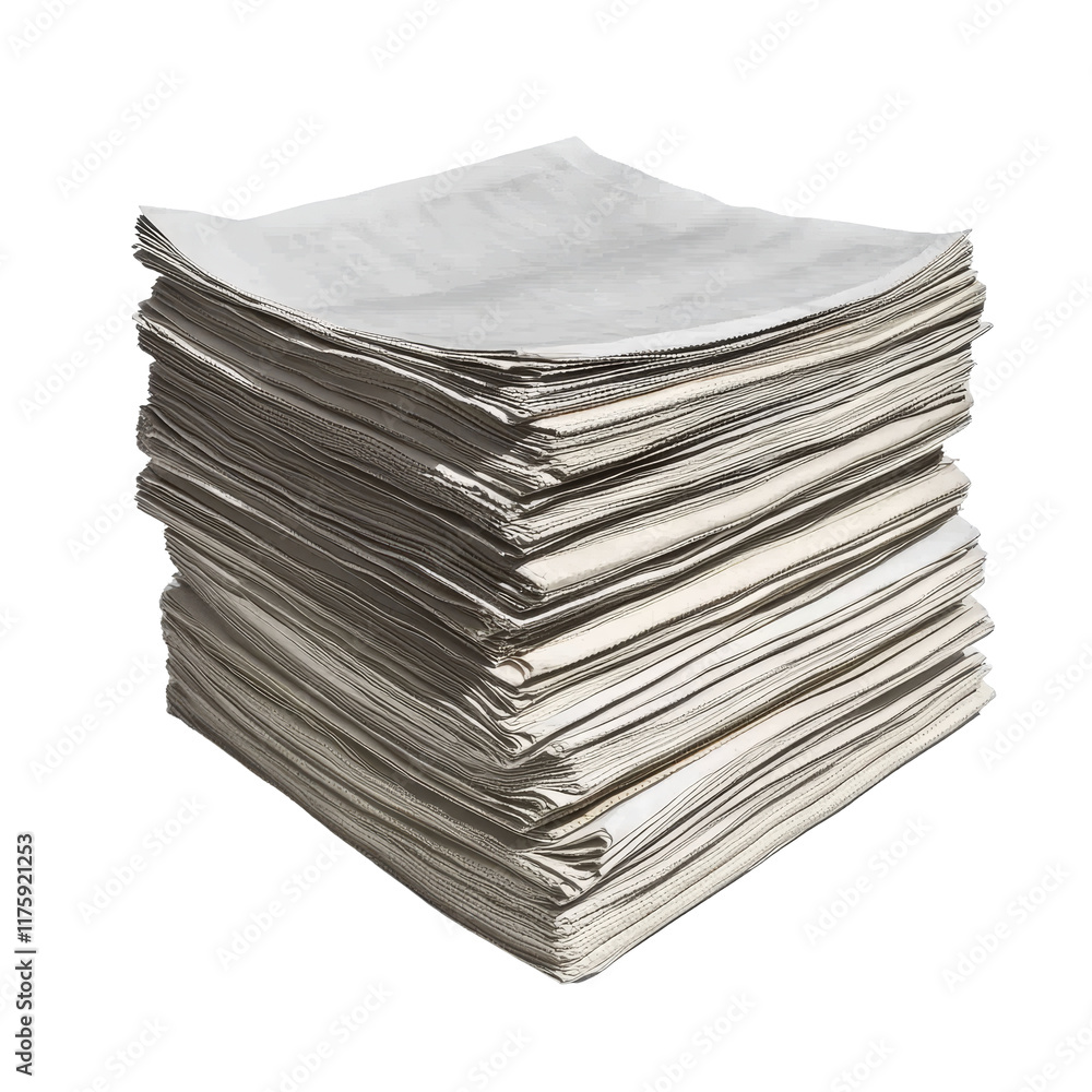 Aufkleber a neatly stacked collection of newspapers isolated against a clean background in bright transparent 