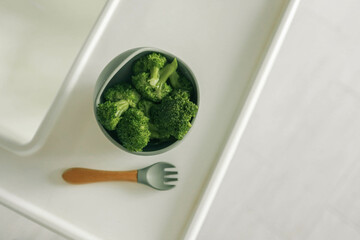 Broccoli in a plate, first complementary food using the blw method