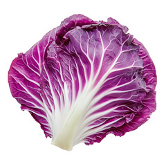 Obraz premium Purple Chinese cabbage on a transparent background showcasing its vibrant color and intricate leaf pattern, purple chinese cabbage on transparent background