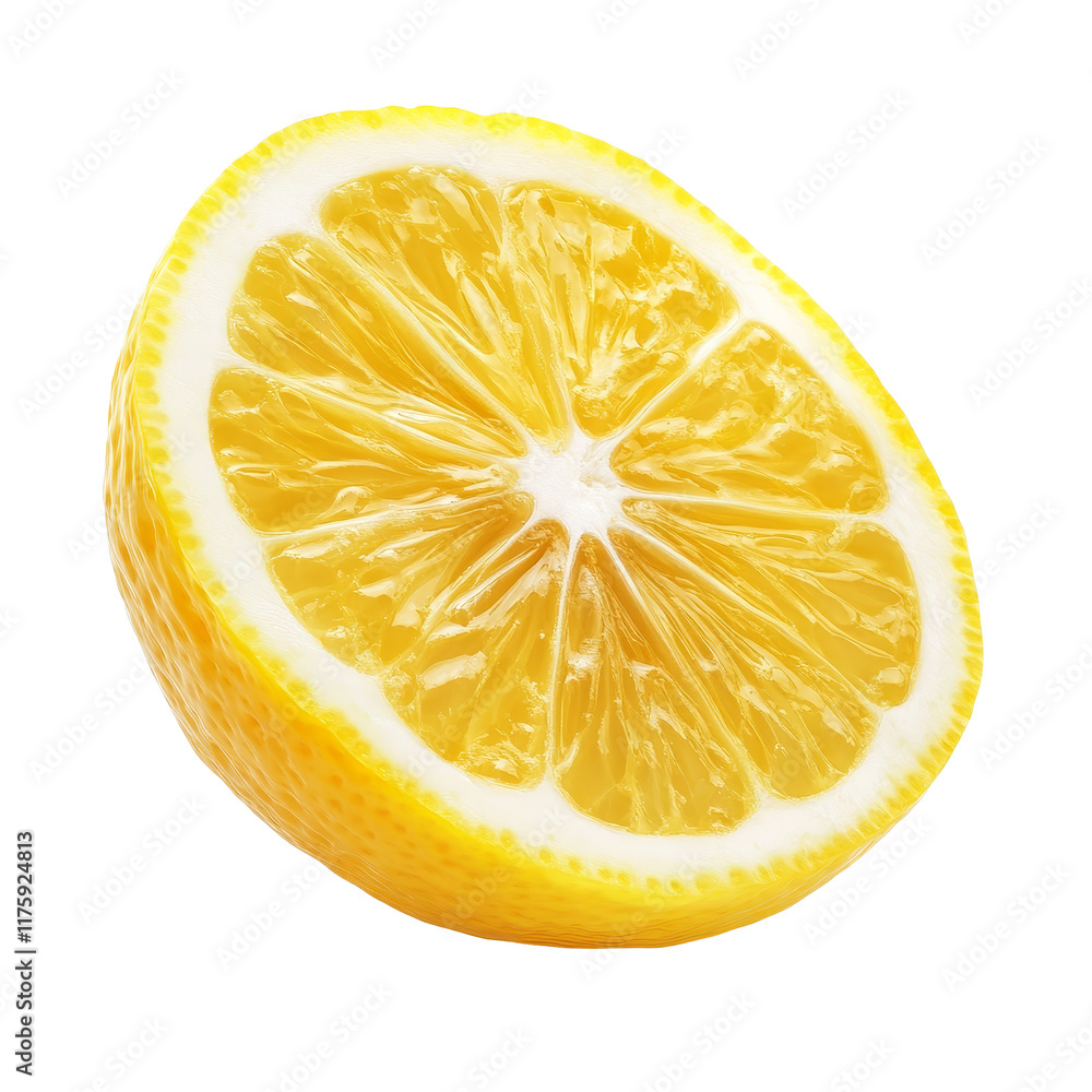 Aufkleber half lemon isolated on a transparent background highlighting its vibrant color and texture for culin