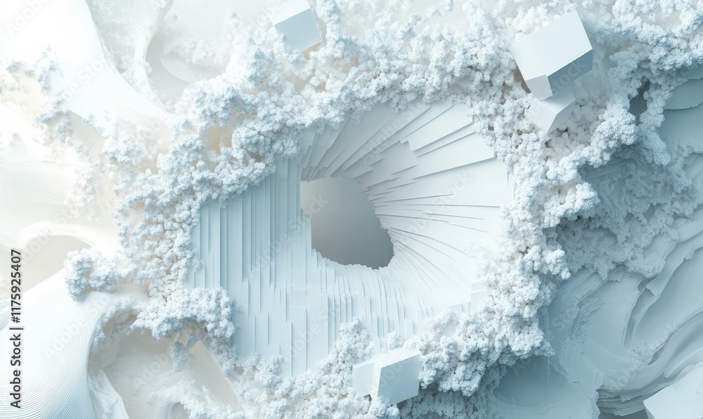 Aufkleber abstract wallpaper created from white 3d blocks. futuristic 3d render with copy-space.