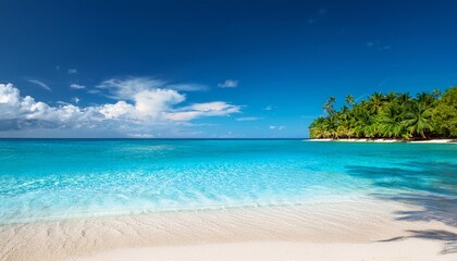 Fototapeta premium Summer vacation tropical beach with blue sky and sea for relaxation panoramic beach background