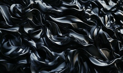 Obraz premium Abstract background made of Black 3D Waves. Dark 3D Render.