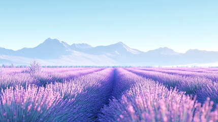 Naklejka premium A soft, blurred lavender fields with a clear, open sky for text